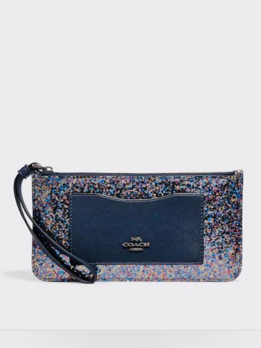 COACH F55642 MULTI BLACK ANTIQUE NICKEL ZIP TOP WALLET/WRISTLET 🌟EUC🌟
